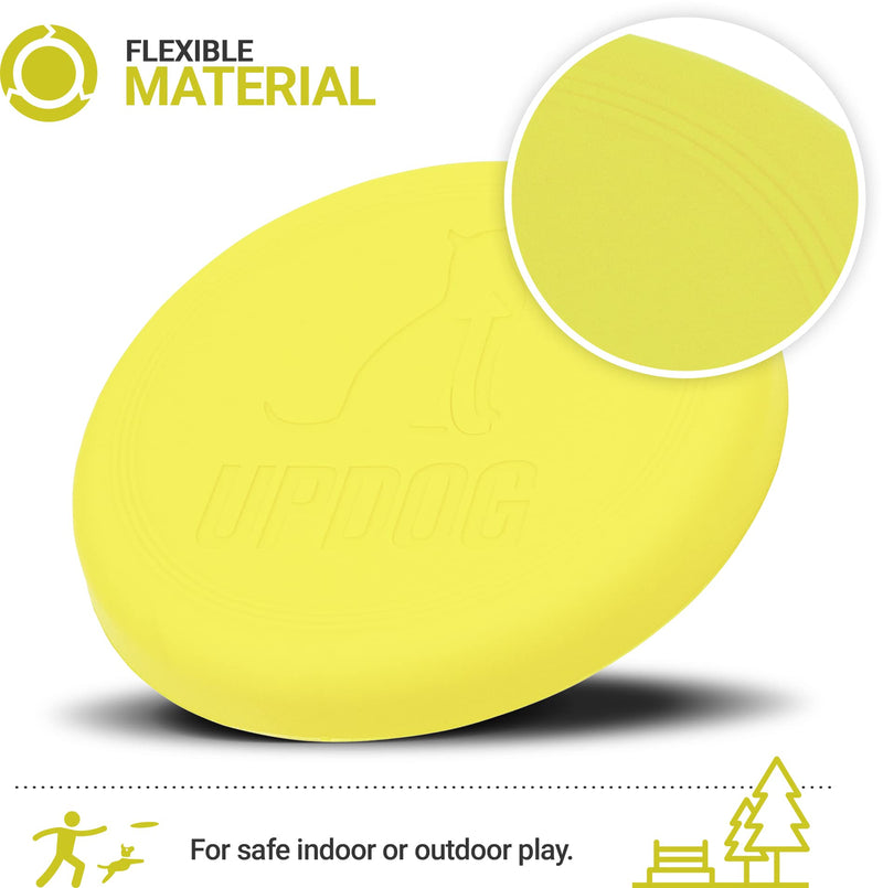 Dog Frisbee | Made in USA | UpDog Products Small 6-Inch Flying Disc for Dogs Yellow Neon - BeesActive Australia