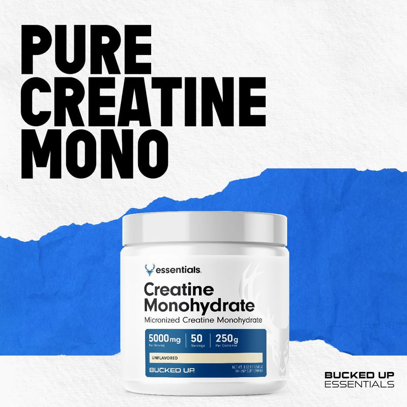Bucked Up Creatine Monohydrate 250 Grams Micronized Powder, Essentials (50 Servings) - BeesActive Australia