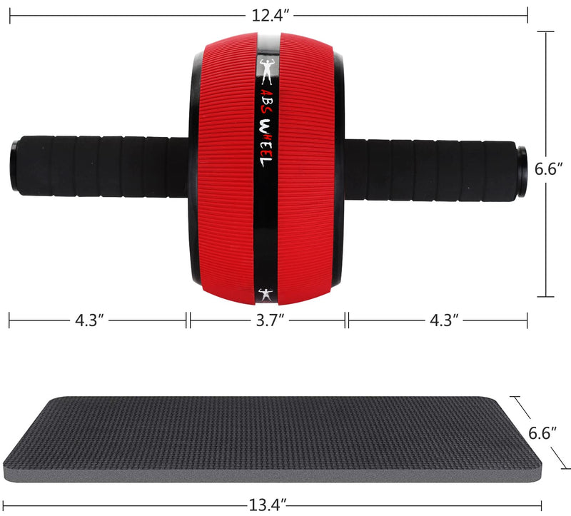 Bssay Ab Roller Wheel, Abs Workout Equipment for Abdominal & Core Strength Training, Exercise Wheels for Home Gym Fitness, Wider Ab Machine with Knee Pad Accessories Red-no resistance rope - BeesActive Australia