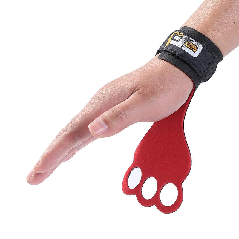 [AUSTRALIA] - CrazyFoxs Ergonomic Gymnastics Grips Made of Microfiber Soft Strong and Maximum Grip Perfect Workout Hand Protection Gloves for Gym Pull-ups Weightlifting Kettlebell Exercise More Black-Red Small 