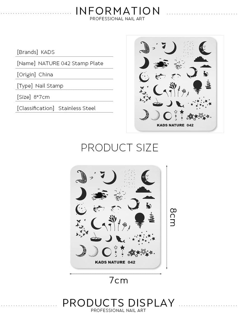 KADS Nail Art Template Nature Nail Stamping Plate Nail Art DIY Moon Fish Image Manicure Tool(NA042) NA042 - BeesActive Australia