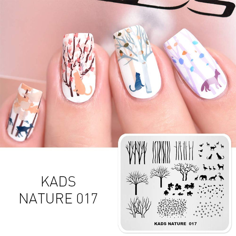 Rolabling Nail Stamping Plate Nature Fox Cute Stamp Plate for Nail Art Stamping Image Template Manicure Stencil DIY Tools (NA017) NA017 - BeesActive Australia