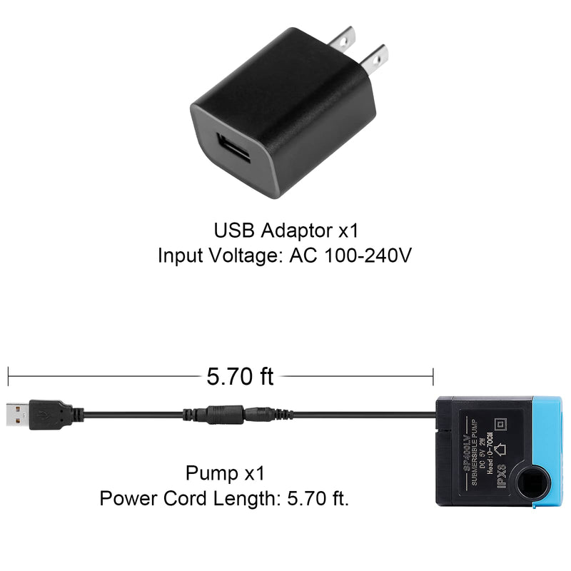 VinDox Replacement Pump for Pet Drinking Fountains- SP-400LV USB Replacement Pump with Adaptor - Compatible with PetSafe Drinkwell Ceramic, Stainless Steel and 360 Dog & Cat Water Dispensers - BeesActive Australia