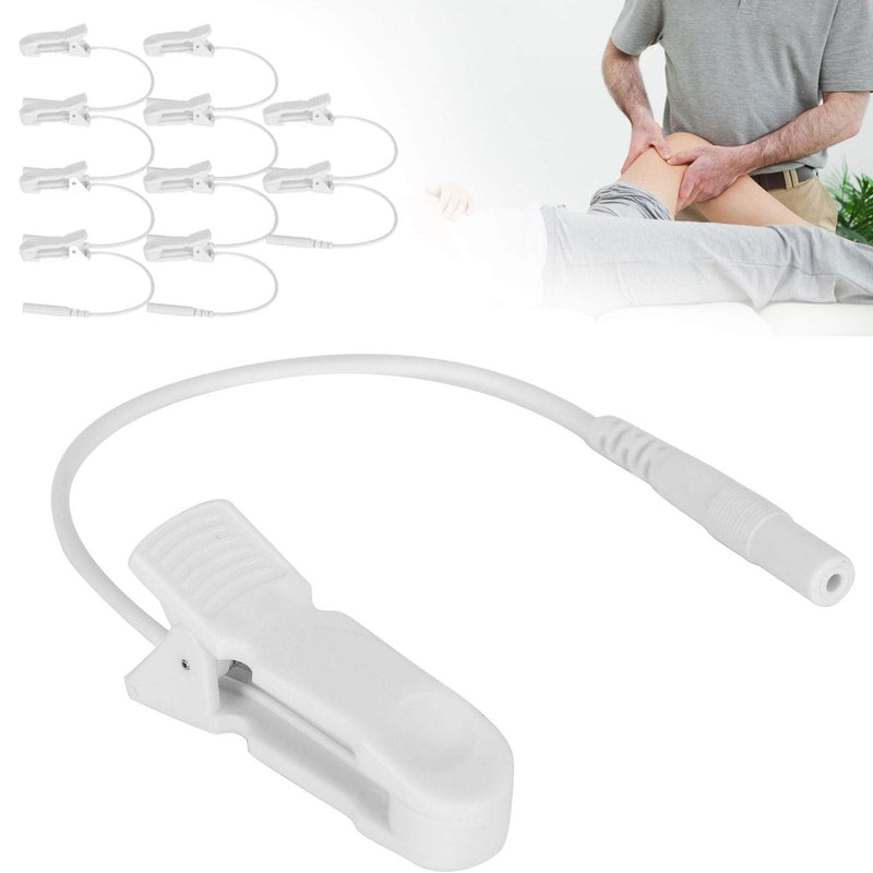 ZJchao 10pcs 2.0mm Ear Clip Electrode Wire Electrode Lead Cable Durable Connecting Cable for Digital TENS Massage Machine Breast Ear Massage Clip - BeesActive Australia