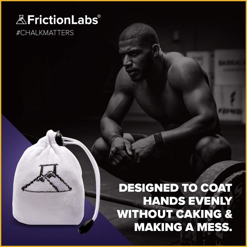 FrictionLabs Magic Chalk Ball 2.2 oz - Premium Chalk for Rock Climbing, Weight Lifting, Gymnastics Bowling Crossfit - Mess Free Gym Chalk with Refillable Sock - No Fillers or Artificial Drying Agents Chalk White - BeesActive Australia