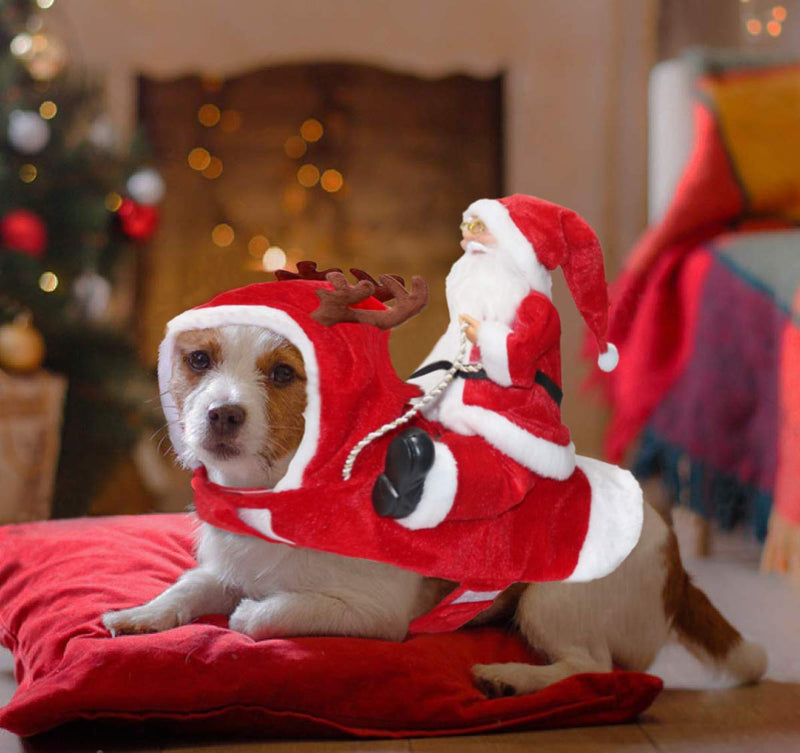 BWOGUE Santa Dog Costume Christmas Pet Clothes Santa Claus Riding Pet Cosplay Costumes Party Dressing up Dogs Cats Outfit for Small Medium Large Dogs Cats XXL(Neck:20.4-25.6'' Chest:24-32.3") - BeesActive Australia