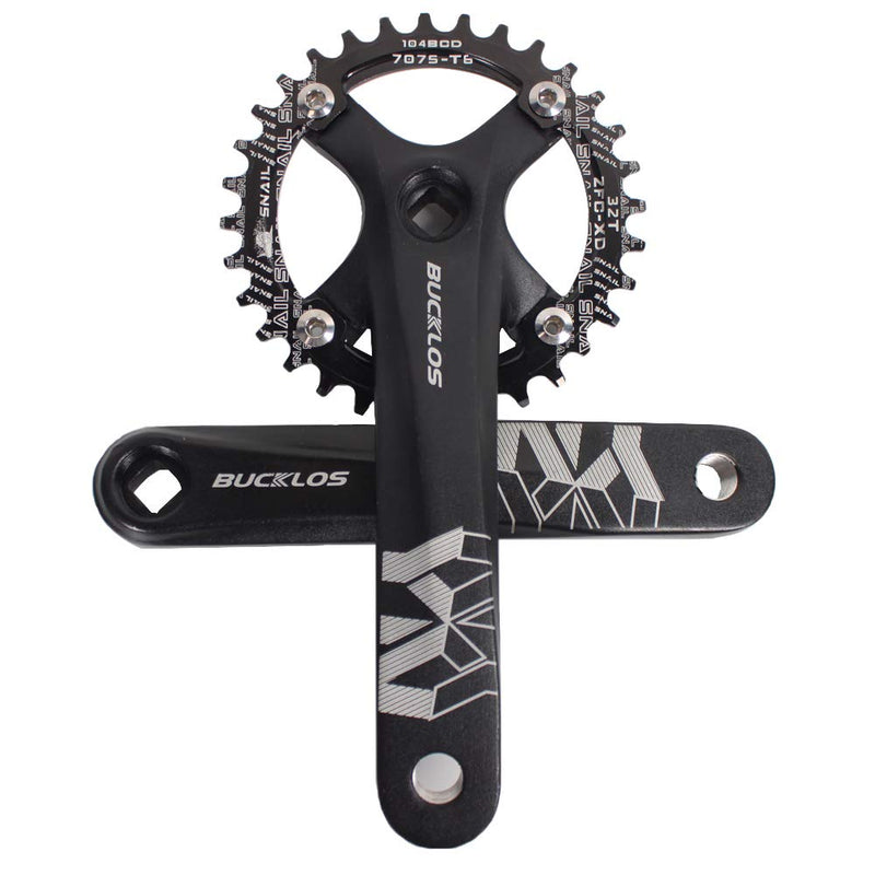 BUCKLOS ?US Stock? MTB 170mm Square Taper Crankset, 104 BCD Mountain Bike Narrow Wide Tooth Chainring 32/34/36/38/40/42T, Single Speed Round/Oval Chainring and Crank, fit Shimano, SRAM, FSA Black 32T-Oval - BeesActive Australia