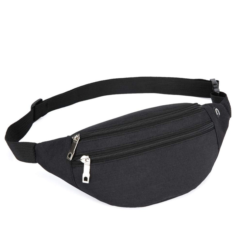 [AUSTRALIA] - YUNGHE Fanny Pack for Men & Women - Waterproof Waist Bag Pack with Adjustable Strap for Travel Sports Running. Black-02 