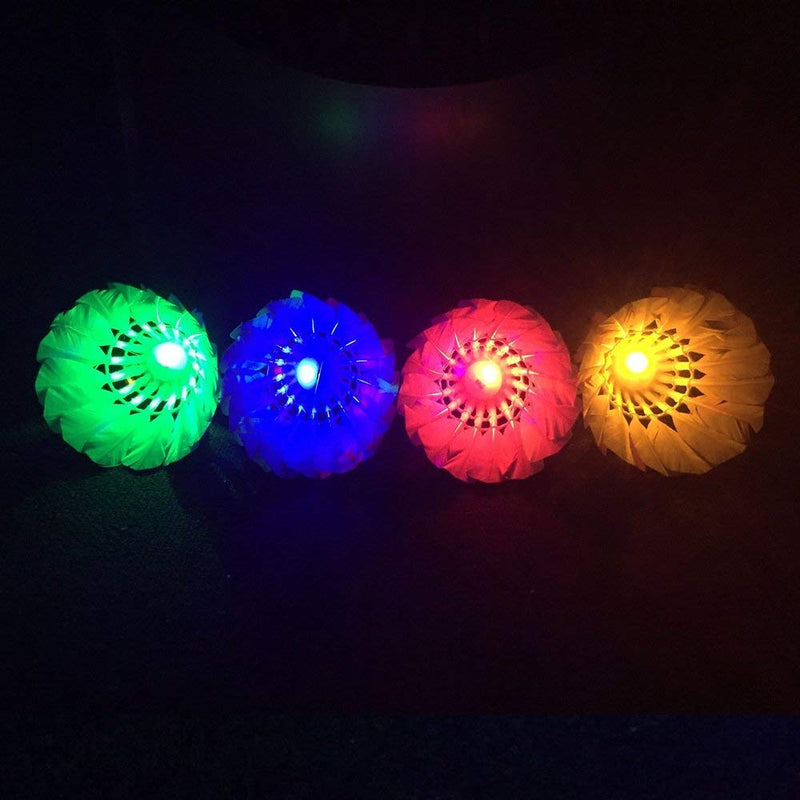 ZHENAN LED Badminton Shuttlecocks Dark Night Glow Birdies Lighting for Outdoor & Indoor Sports Activities (Feather_4pcs) - BeesActive Australia