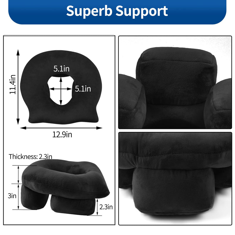 Breathe Easy Face Down Pillow, Face Down Pillow After Eye Surgery or BBL Recovery, Retinal Detachment Vitrectomy Recovery Equipment, Face Down Pillow For Sleeping, Home Massage Headrest, Black - BeesActive Australia