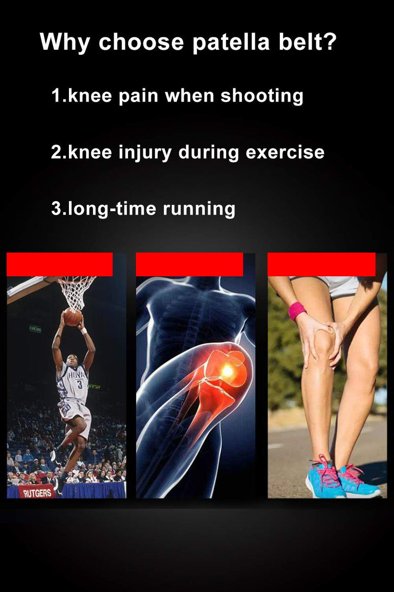 Ekun (Pair) Adjustable Patella Belt,Breathable Knee Band Knee Pads,Support-Shock-Absorbing, Suitable for Hiking,Football,Basketball,Volleyball etc.Men and Women Black - BeesActive Australia