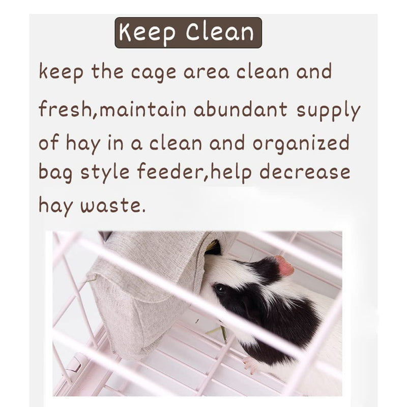 ABLAZEZAI Rabbit Hay Feeder Bag, Guinea Pig Hay Feeder Storage,Sack Hay Bag Feeding Bag Hay Feeder Storage for Chinchilla Hamsters Rabbit Guinea Pig Small Animals L Grey - BeesActive Australia