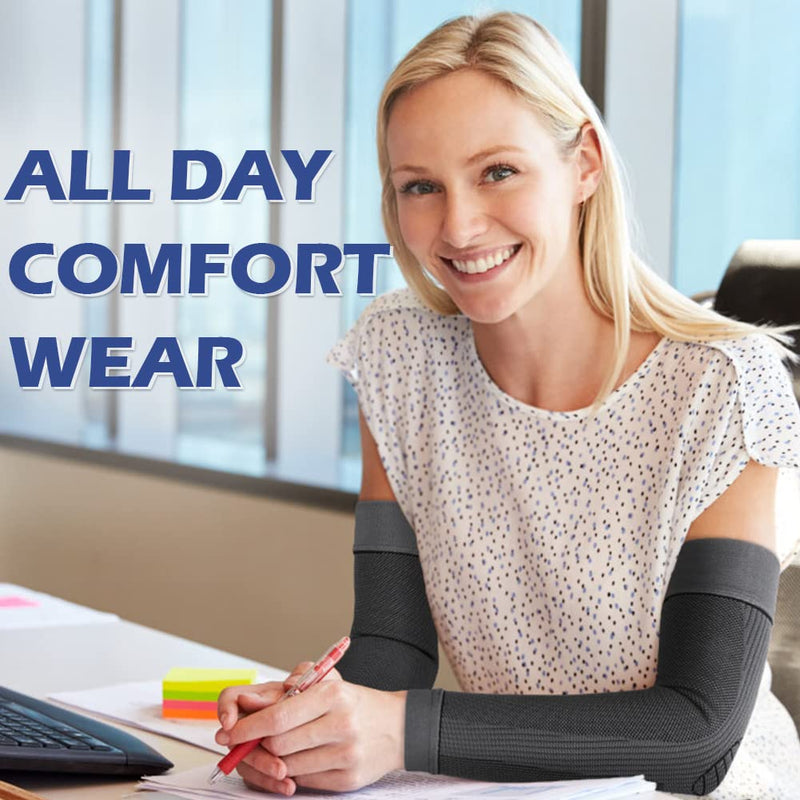 beister Compression Arm Sleeves Elbow Supports: Full Arm Supports Protection for Men & Women (Pair), Non-Slip Breathable Sports Arm & Elbow Braces for Arthritis, Lymphedema, Bursitis, Workout Black Medium - BeesActive Australia