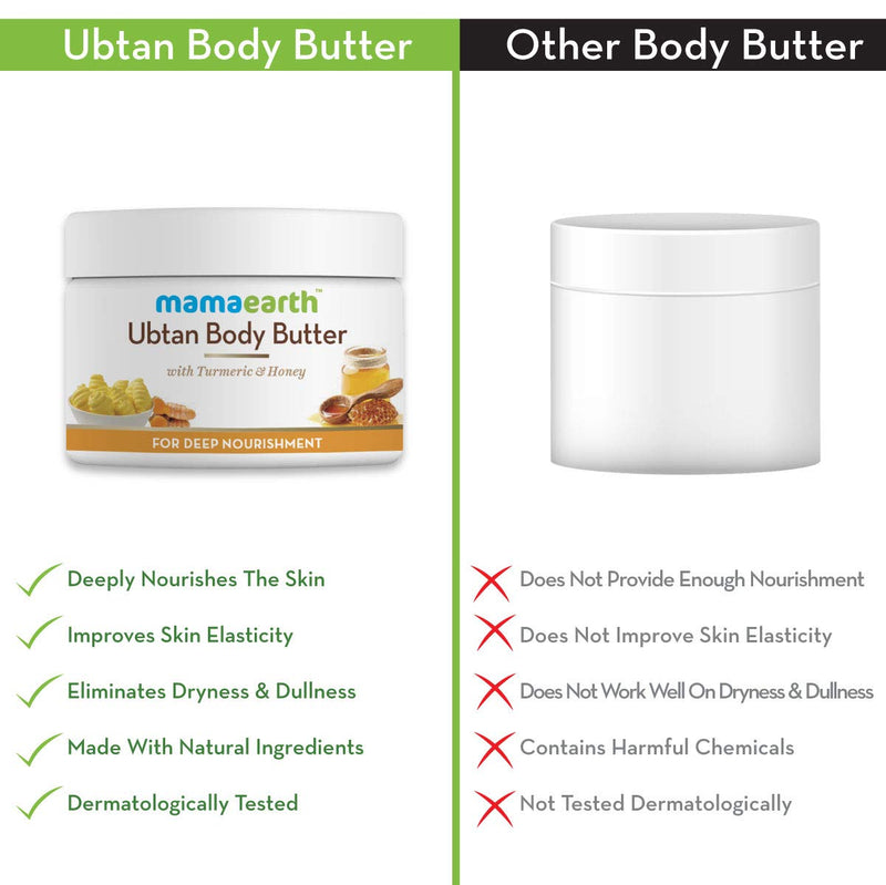 Mamaearth Ubtan Body Butter, For Dry Skin, For Winters, With Turmeric & Honey, For Deep Nourishment, 200g - BeesActive Australia