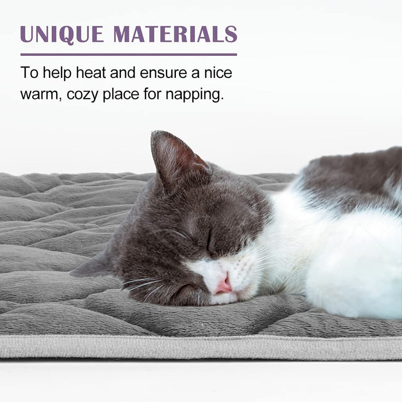Self Heating Cat Mat Thermal Pet Bed Mat Self-Warming Pet Crate Pad 16"x20" Grey - BeesActive Australia
