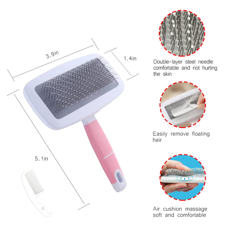 Crafterlife Small Animal Pet Grooming Kit with Pet Shedding Slicker Brush, Bath Massage Glove, Pet Grooming Comb, Nail Clipper Trimmer for Rabbit, Puppy, Kitten, Guinea Pig, Hamster, Ferret (Pink) - BeesActive Australia