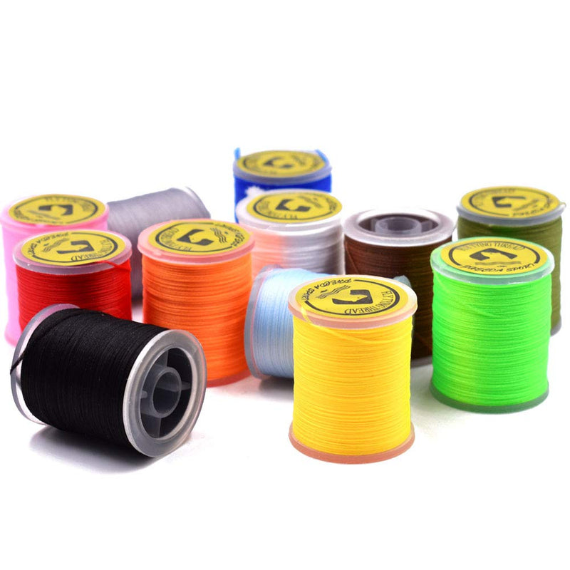 [AUSTRALIA] - 12 Colors Set 200 Deniers Elastic Fly Tying Thread Perfect for Dry Wet Flies Buzzers Streamers Fly Tying Materials 12 Colors 200D Set 