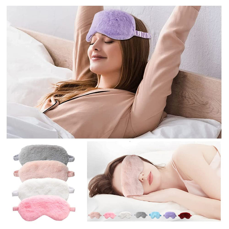 4 Pcs Plush Sleep Masks, Ultra Cute Soft Eye Cover, Blindfold Travel Masks for Kids Men Women(Random Color) Style1 - BeesActive Australia