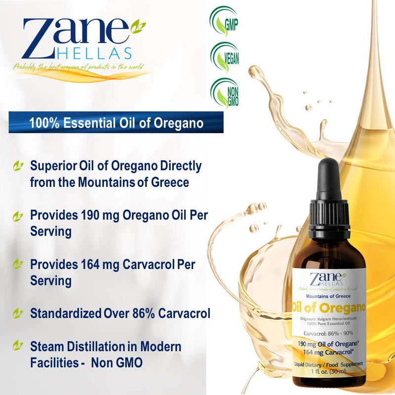 Zane Hellas 190 mg Oregano Oil-164 mg Carvacrol per Serving-4 Drops Daily. 100% Greek Undiluted Oil of Oregano. 86%-90% Min Carvacrol. Probably The Best Oregano Oil in The World. 2 fl. oz.- 60ml. - BeesActive Australia