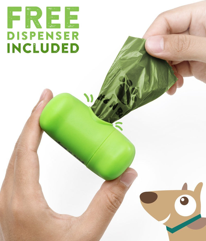 Poop Bags, Environment Friendly Pets N Bags Dog Waste Bags, Biodegradable, Refill Rolls, Includes Dispenser (16 Rolls / 240 Count) 16 Rolls / 240 Count - BeesActive Australia