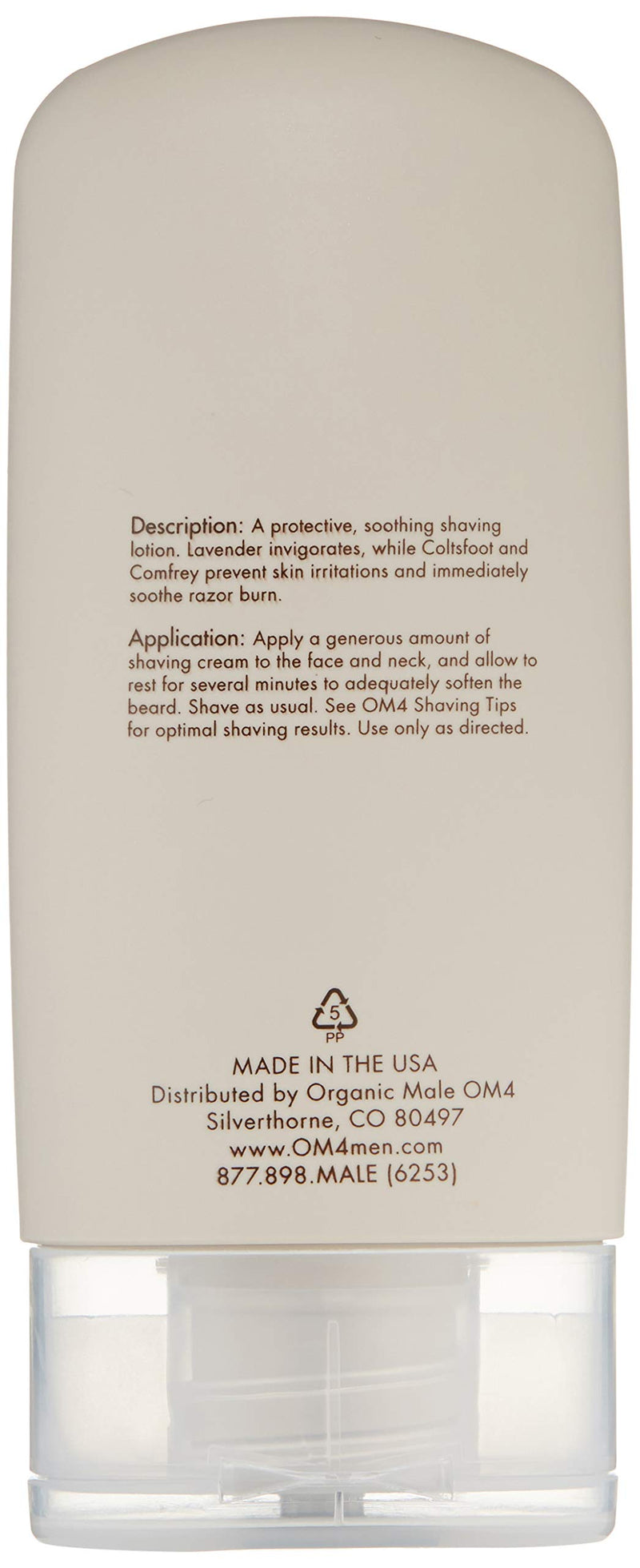Organic Male OM4 Shave: Soothing Herbal Shaving Emulsion, 5.0 oz. - BeesActive Australia