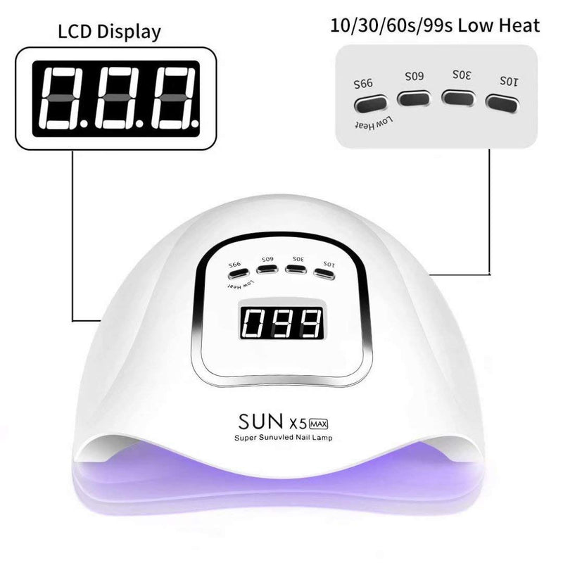 UV Gel Nail Lamp,150W UV Nail Dryer LED Light for Gel Polish-4 Timers Professional Nail Art Accessories,Curing Gel Toe Nails,White,1PK - BeesActive Australia