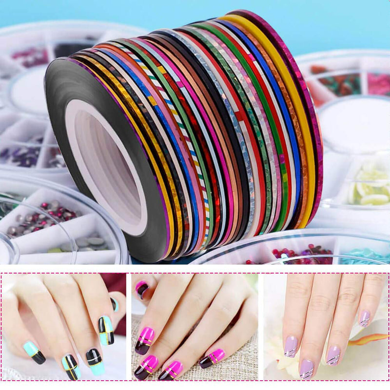 Anezus Nail Art Brushes Nail Art Painting Polish Design Tools Set with 15Pcs Nail Gel Brushes, 5Pcs Nail Dotting Pen, 30 Colors Nail Striping Tape and 36 Sheets Nail Stencils French Tip Guides Sticker - BeesActive Australia