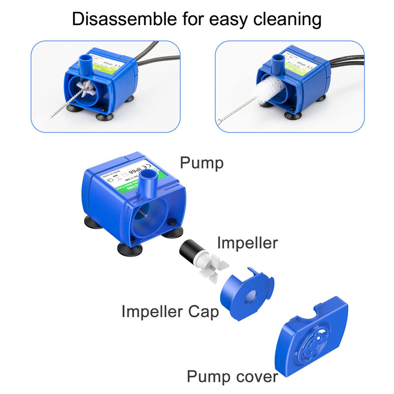 Cat Fountain Pump Replacement, Upgraded Smart Cat Water Fountain Pump for Round and Cubic Cat Fountain, Intelligent Pet Fountain Pump (The Adapter is not Included) - BeesActive Australia