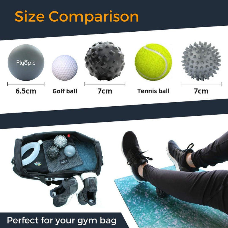 Plyopic Massage Ball Set - for Deep Tissue Muscle Recovery, Myofascial Release, Trigger Point Therapy, Mobility, Plantar Fasciitis Relief - Eliminate Muscle Pain and Tension in Your Back Neck Foot - BeesActive Australia