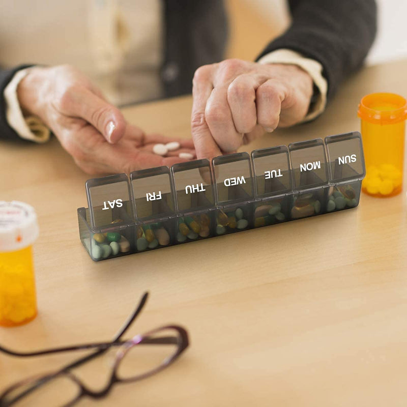 SUKUOS Pill Box Organiser 2PC, 7 Day 1 Times Extra Large Weekly Pill Organiser, BPA Free for Vitamins, Fish Oils, Travel, Supplements and Medication - BeesActive Australia