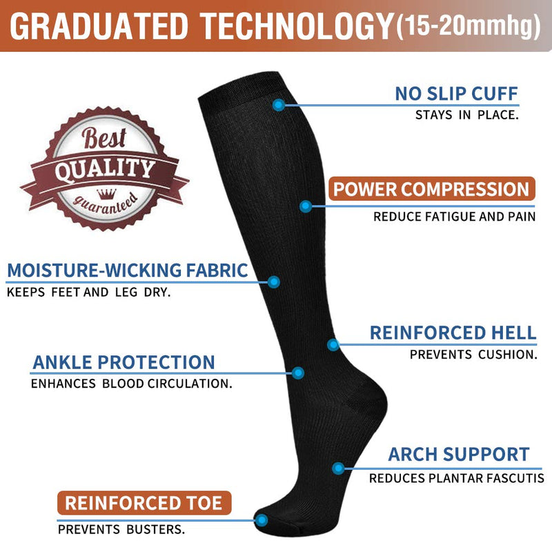 [AUSTRALIA] - Compression Socks for Women and Men - Best Athletic,Circulation & Recovery Large/X-Large (Pack of 7) Assort 3 