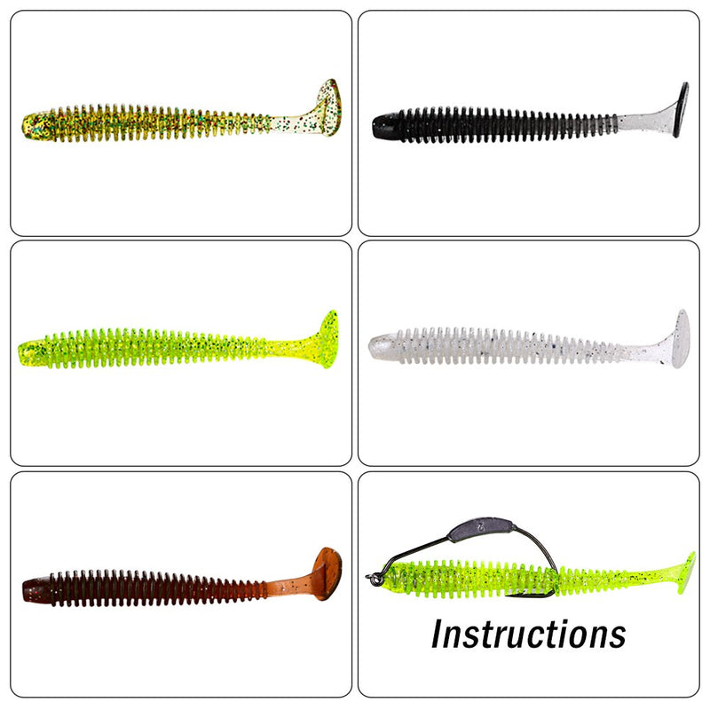 [AUSTRALIA] - YONGZHI Fishing Lures for bass Trout Walleye Paddle Tail swimbaits Fishing Worms with Weighted Fishing Hooks for Freshwater and Saltwater Fishing with Free Tackle Box A-paddle lures with hooks 