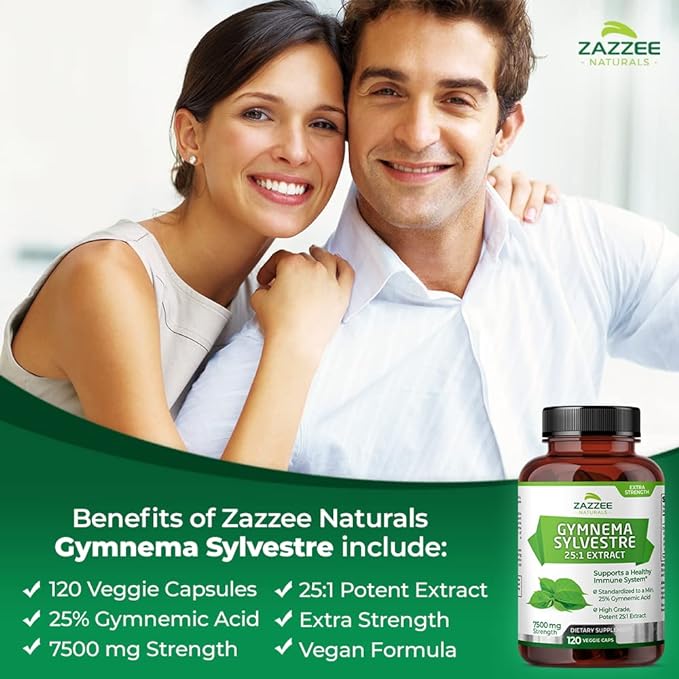 Zazzee Organic Gymnema Sylvestre 25:1 Extract, 7500 mg Strength, 25% Gymnemic Acid, 120 Vegan Capsules, Extra Strength, Non-GMO and All-Natural - BeesActive Australia