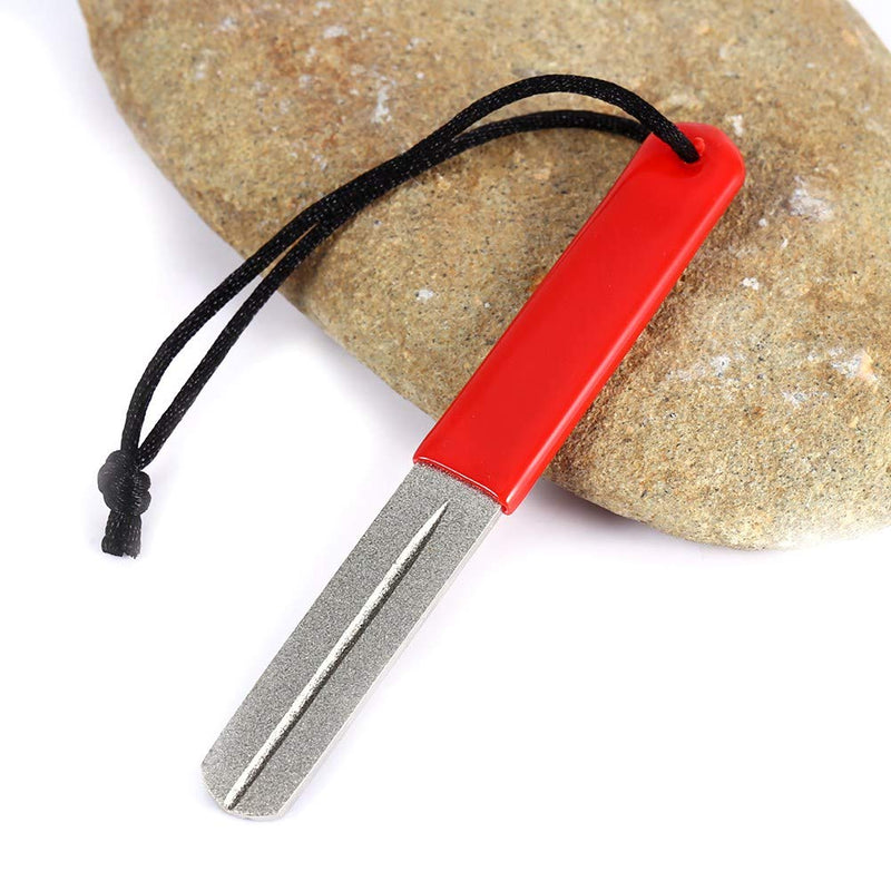 VGEBY1 Hook Sharpener, Durability Hook Diamond Whetstone Fish Hook Sharpening File Tool Accessory for Outdoor Fishing Red Dual Grooving - BeesActive Australia