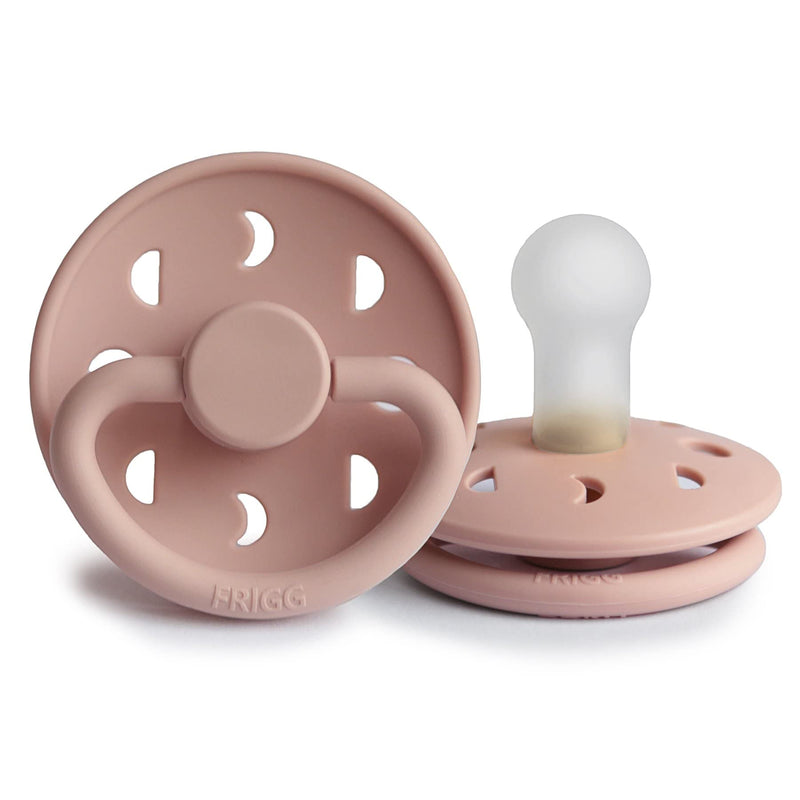 FRIGG Moon Natural Rubber Baby Pacifier | Made in Denmark | BPA-Free (Blush/Cream, 0-6 Months) 2-Pack 0-6 Month Blush/Cream - BeesActive Australia