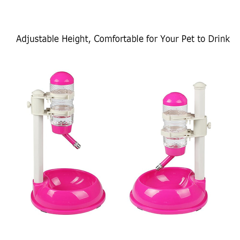 Pawow Pet Dog Cat Automatic Water Food Feeder Bowl Bottle Standing Dispenser Pink - BeesActive Australia