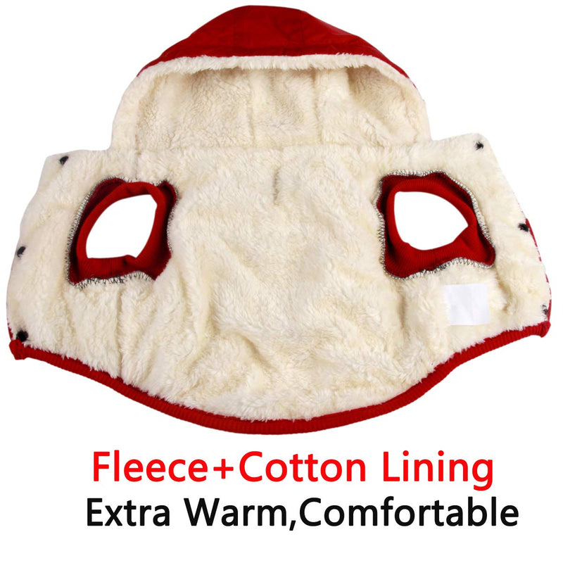 Vecomfy Fleece and Lining Extra Warm Dog Hoodie in Winter,Small Dog Jacket Puppy Coats with Hooded Small (Pack of 1) Red - BeesActive Australia