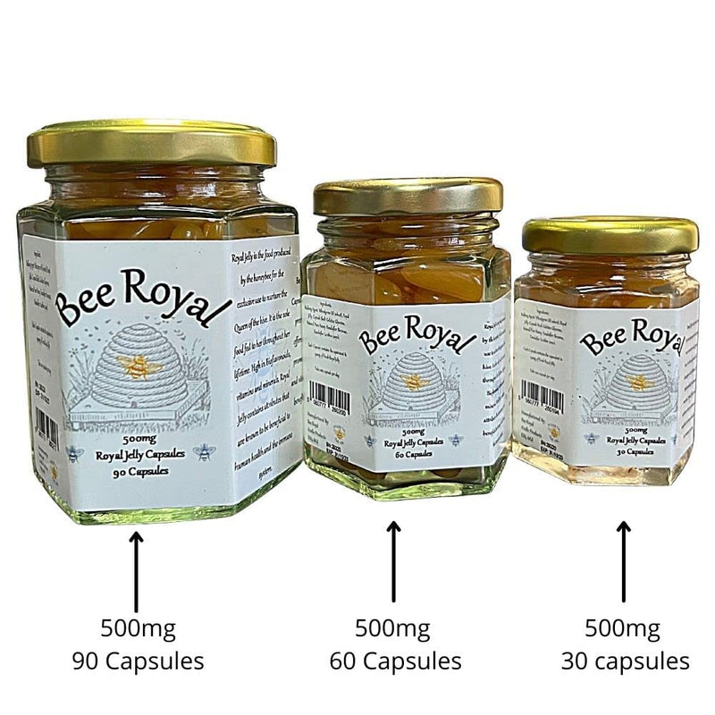 Bee Royal - 500mg Fresh Royal Jelly Capsules - 30 Capsules of 100% Fresh Queen's Jelly NOT Freeze Dried Extract - Supports Immune System, Energy Management, Reduces Tiredness & Fatigue, Fertility - BeesActive Australia