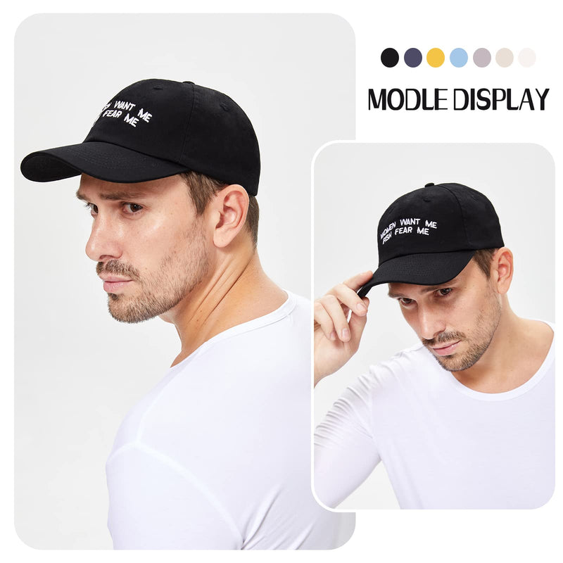 OCIOVAN Embroidered Baseball Caps,Women Want Me Fish Fear Me Hats Caps,One Size Fit Most Breathable Comfortable Soft-top-yellow - BeesActive Australia