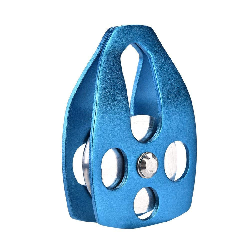 Climbing Single Pulley 28KN Alloy Rescue Pulley with Swing Plate Heavy Duty Single Swivel Rope Pulley Fixed Tree Rock Climbing Blue - BeesActive Australia