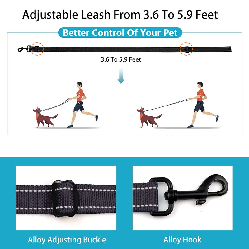 Reflective Dog Collar and Leash Set with Safety Locking Buckle Nylon Pet Collars Adjustable for Small Medium Large Dogs 4 Sizes Black - BeesActive Australia
