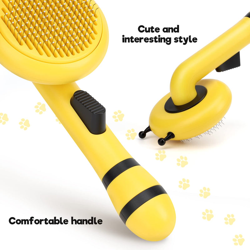 YNNICO Cat Grooming Brush, Slicker Brush for Dogs and Cats Shedding & Grooming, Self Cleaning Pet Brush Yellow - BeesActive Australia