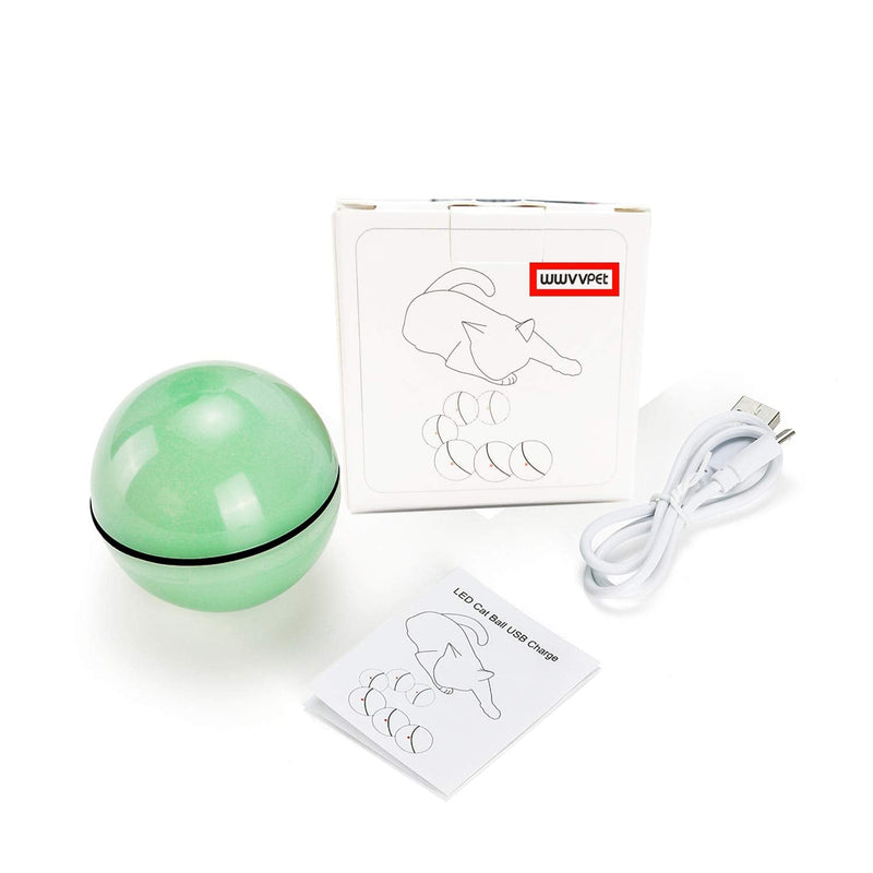 Interactive Cat Toys Ball with LED Light, 360 Degree Self Auto Rotating Intelligent Ball, Smart USB Rechargeable Spinning Cat Ball Toy,Stimulate Hunting Instinct Kitten Funny Chaser Roller Pet Toy Green - BeesActive Australia
