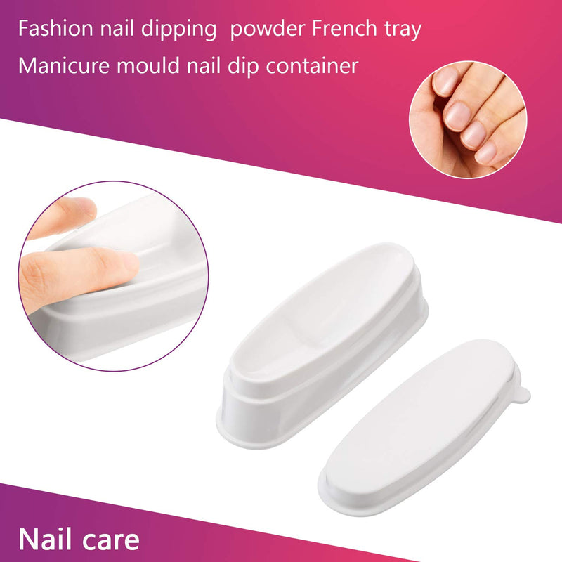 6 Pieces French Dip Nail Container Nail Dipping Powder Tray Nail Cleaning Brush Soft Nail Dust Remover Brush with Cuticle Pusher and Glass Nail File for Nail Manicure Makeup Tool - BeesActive Australia