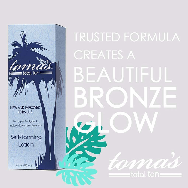 Toma's Total Tan Self-Tanning Lotion |Instant, Dark, Natural-Looking Sunless Tan |No-Orange, Streak-Free Application Last 40% Longer |Beautiful, Bronze Glow Works On All Skin-Tones |Cruelty-Free|6 oz - BeesActive Australia