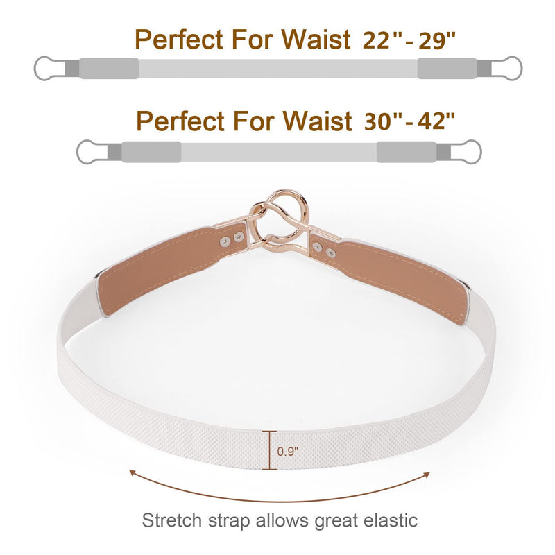 WERFORU Women Skinny Belt for Dresses Retro Stretch Ladies Waist Belt Plus Size Set of 4 Fits Waist 30"-42" A-black+brown+white+gray - BeesActive Australia