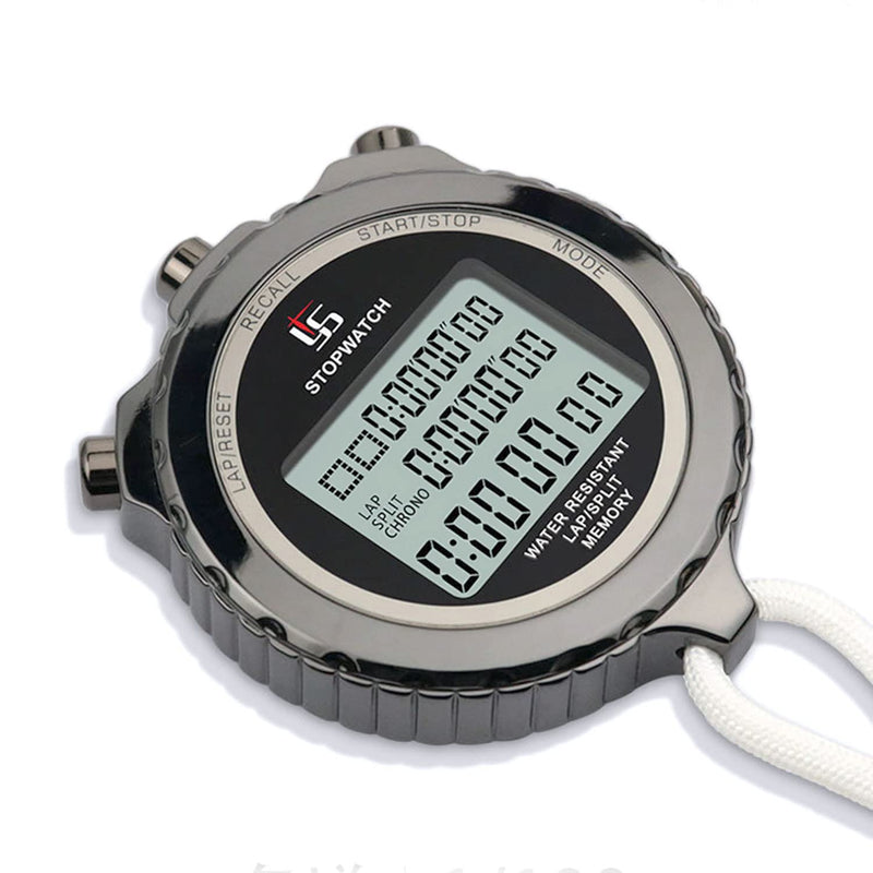 Rolilink Metal Stopwatch Stop Watch for Sports Waterproof Stopwatches Timer for Sports and Competitions (10 Lap) 10 Lap-black-metal - BeesActive Australia