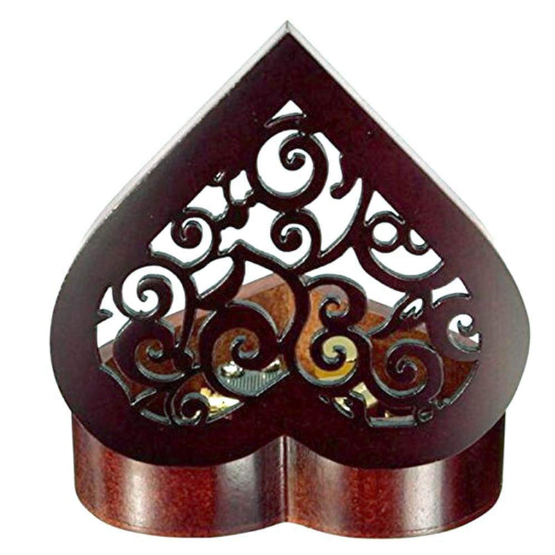 Pursuestar Heart Shaped Vintage Carved Wood Mechanism Windup Music Box for Mom Girls Valentine Anniversary Christmas Birthday Wedding Thanksgiving - Edelweiss - BeesActive Australia