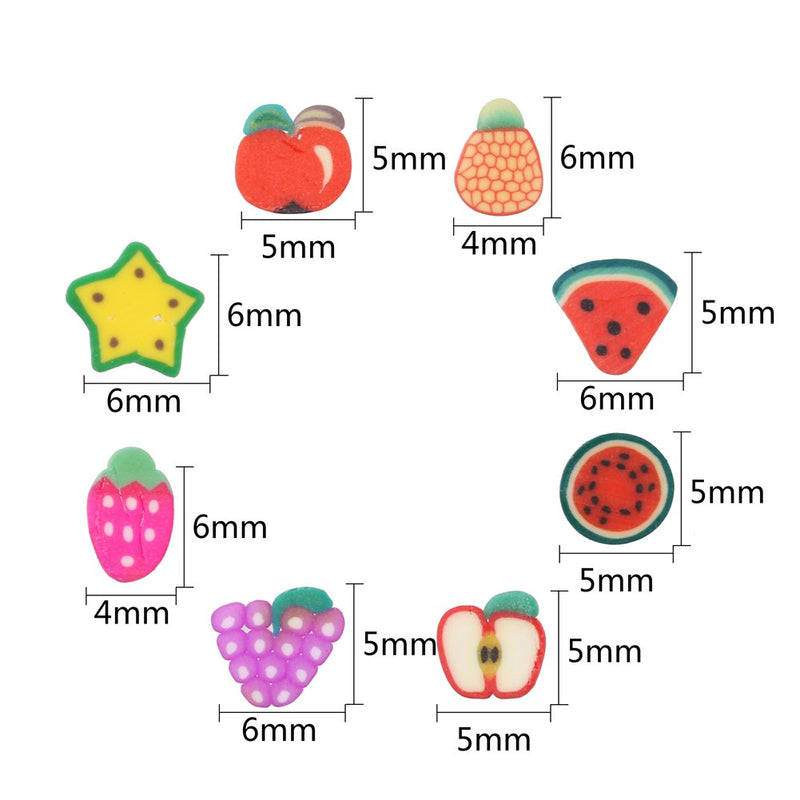 DIYASY Mini 1/4 Inch 2300pc 3D Nail Slice Fruit Face Decorations Christmas Slime Making Supply for Sticking to Slime and Nail Art 1 Bag - BeesActive Australia