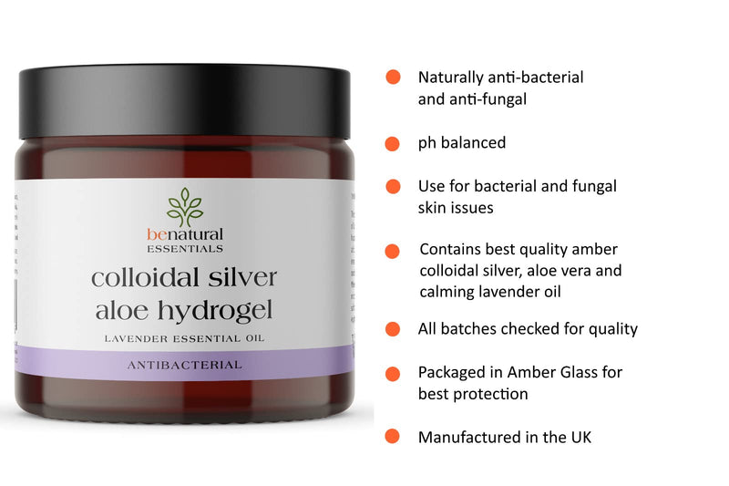 Benatural Essentials Premium Colloidal Silver Aloe Hydrogel 100g | Soothing Gel for Minor Burns, Scratches and Rashes | Antibacterial & Antifungal | PH Balanced | Manufactured in The UK - BeesActive Australia